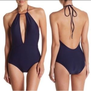 TED BAKER NWT $149 HALTER PIKAA ONE PIECE SWIMSUIT NAVY SIZE 10 US